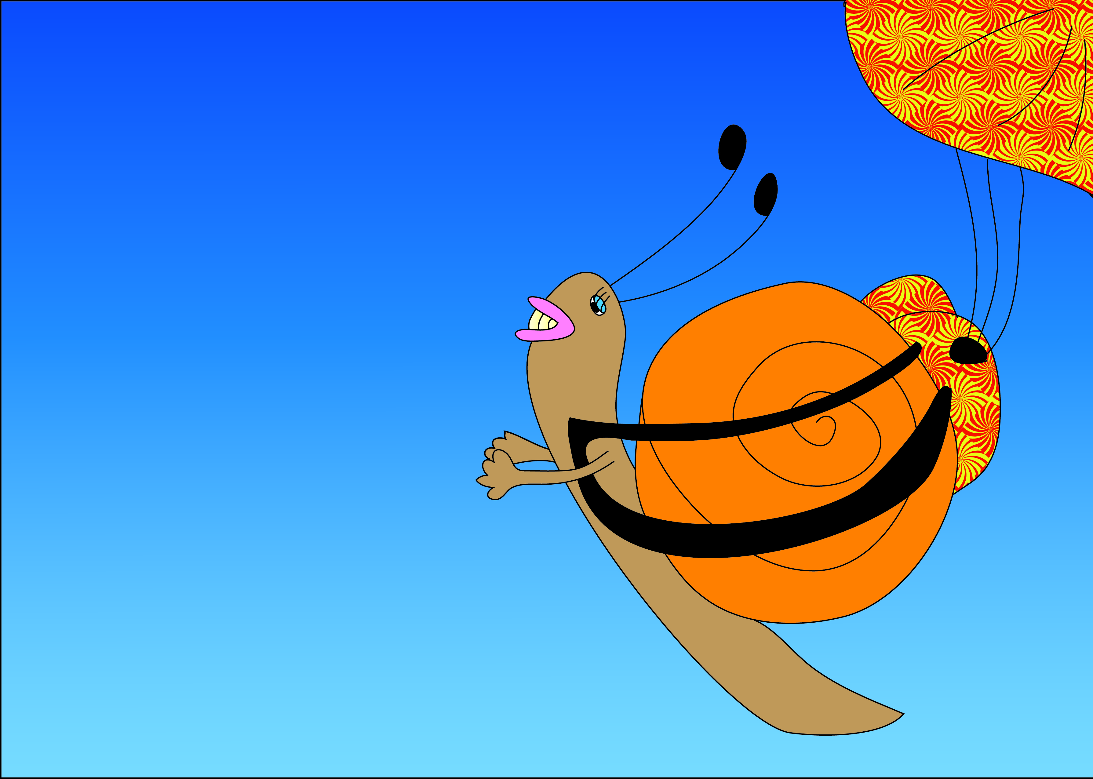 Fallschirmspringerschnecke: Illustration einer Schnecke, die Fallschirm springt